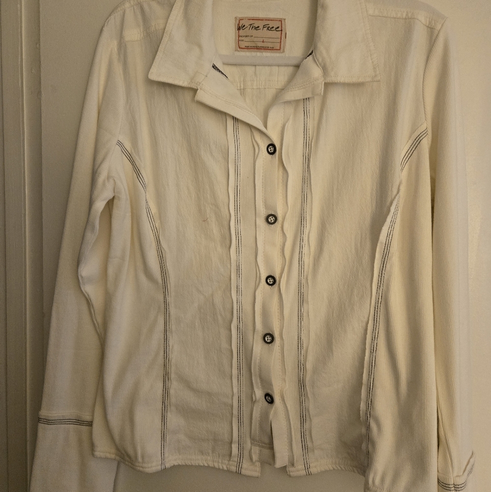 We The Free Off-White Button-Down Shirt